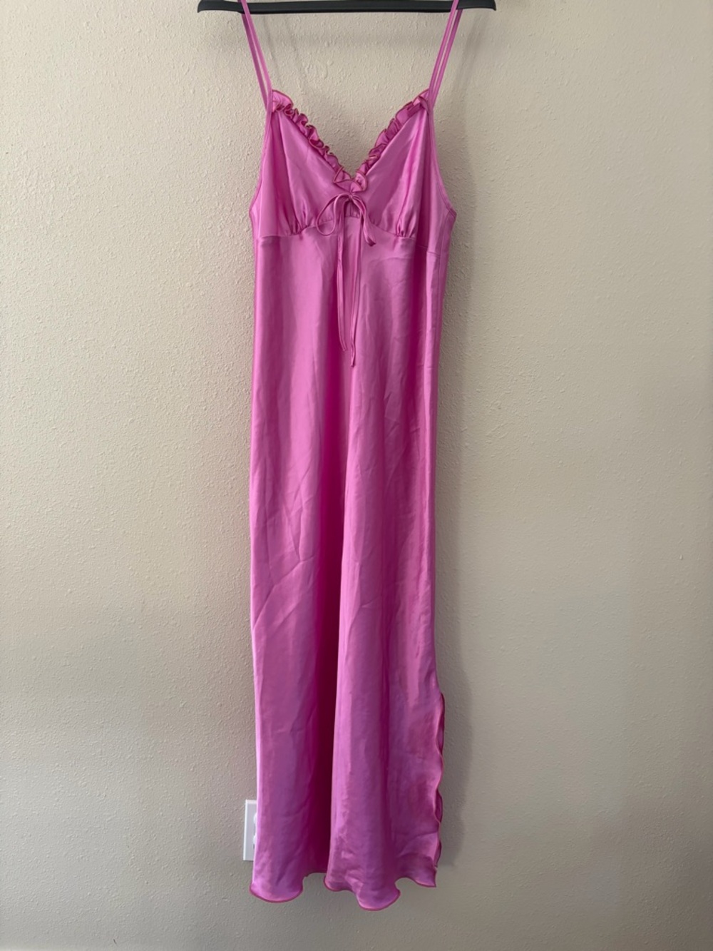 Vintage Diamond Tea Satin Slip Dress Pink Made in 🇨🇦 Nightgown Lingerie Style